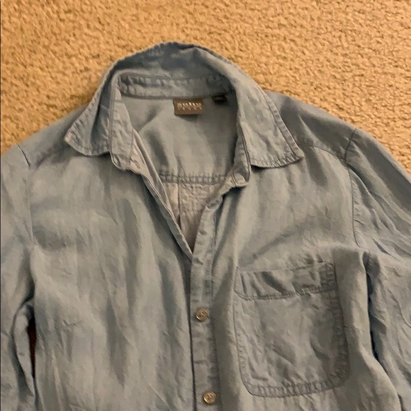 Blue button up shirt. New York & Company Jeans. - Picture 3 of 5